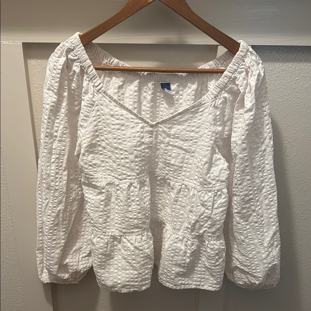 Old Navy white Ruched Smocked Blouse